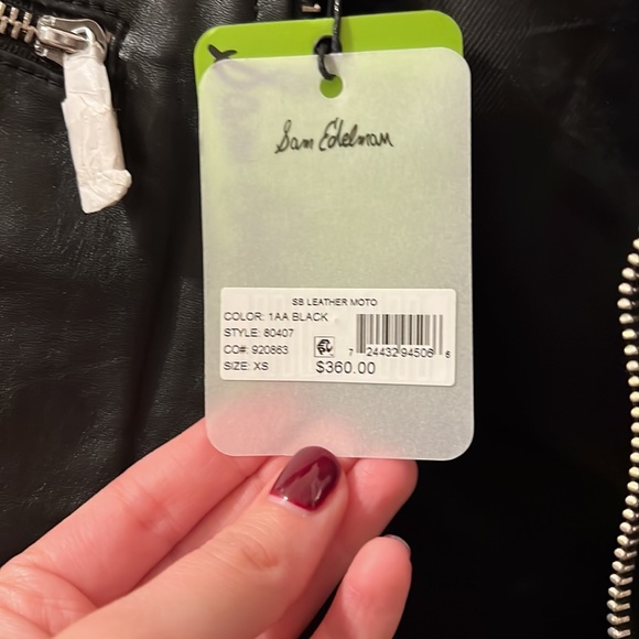 NWT Sam Edelman Black Moto Leather jacket size XS - Picture 3 of 6